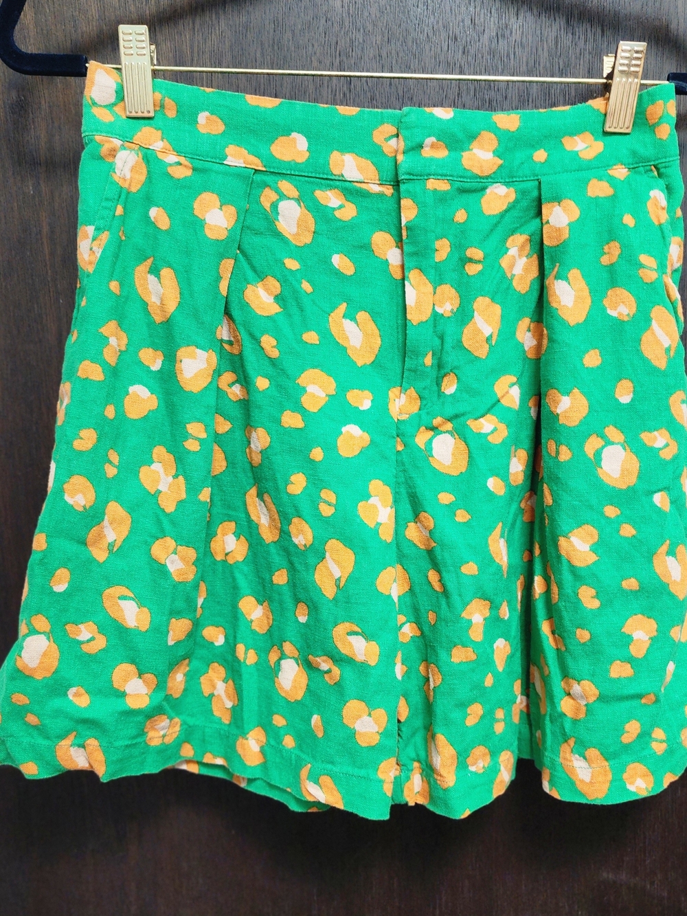 Tabitha Brown for Target Green Leopard Print Linen Blend Shorts XS